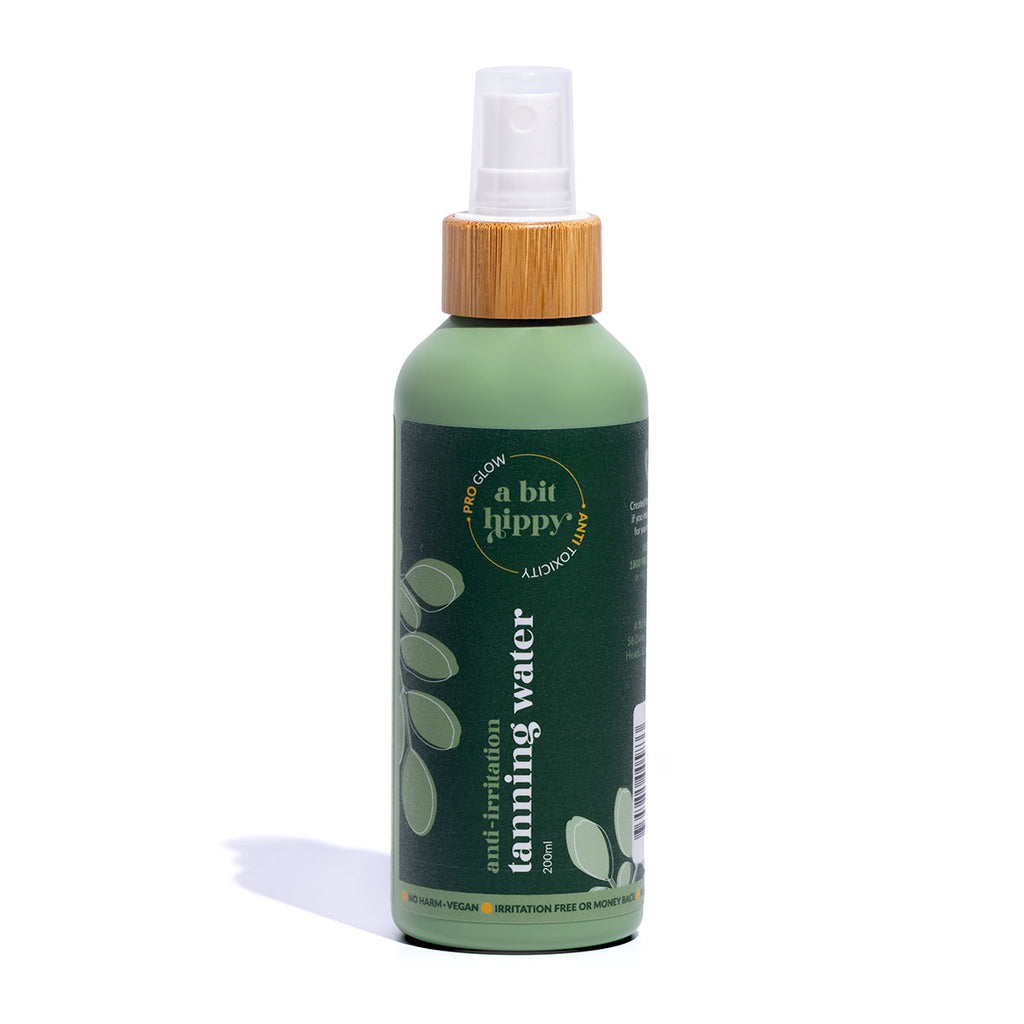Natural and vegan Tanning Water to get a subtle glow. ABitHippySkincare