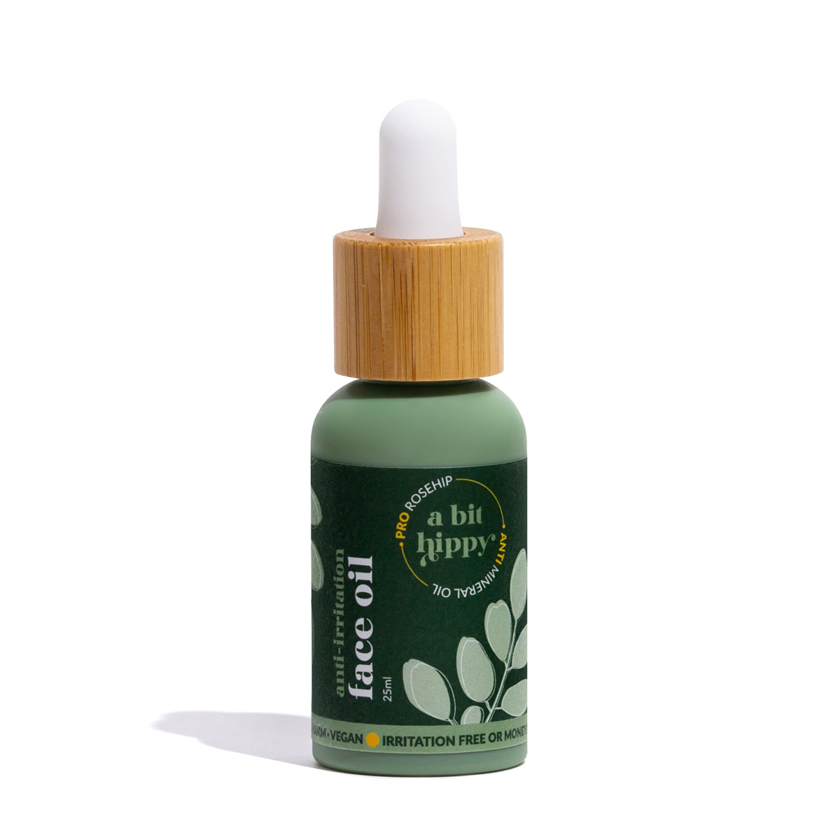 25ml green A bit Hippy face oil plastic and bamboo dropper bottle