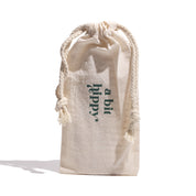 Eco-friendly cotton pouch with A bit Hippy branding, sustainable packaging for bamboo comb plastic free