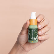 Close up of A bit Hippy day serum packaging with bamboo pump, eco friendly design