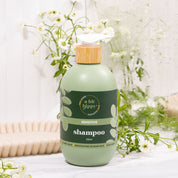 A bit Hippy Sensitive Shampoo 500ml bottle on white background, Silicones and SLS free hair care kit for healthy and shiny hair.